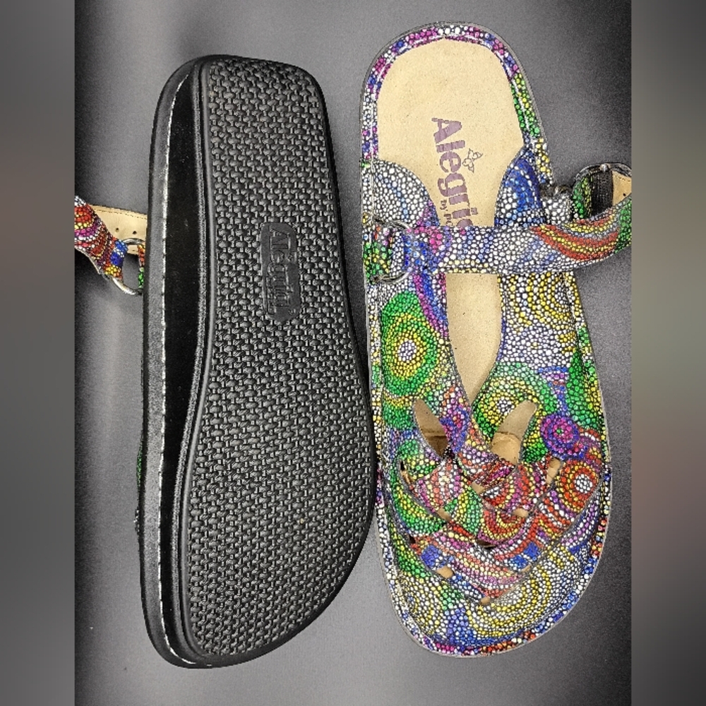 NEW Alegria Leather Slingback Mary Janes Color Freesia Rainbow Mosaic  38 - Picture 10 of 12